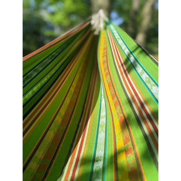 Large Green Boho Hammock Handwoven| Summer Hammock | Double Sided Colorful Hammo - Picture 2 of 6